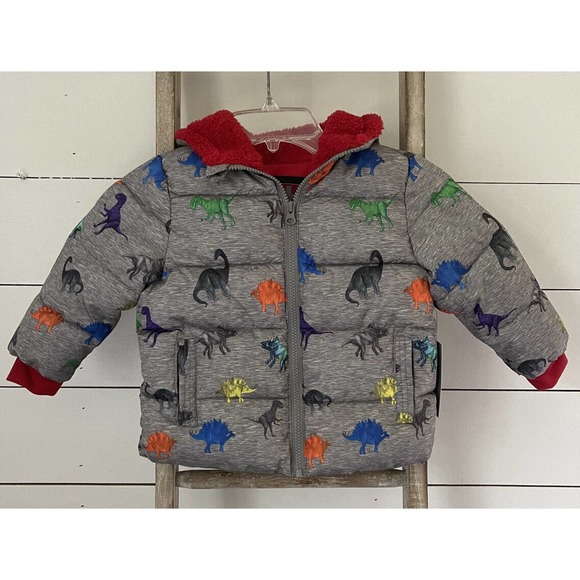 COPY - Swiss Tech Toddler Boys' Puffer Jacket Coat Grey with Colorful Dinosaurs… - Picture 1 of 6